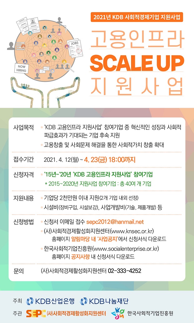 2021년 KDB 고용인프라 Scale up 지원사업