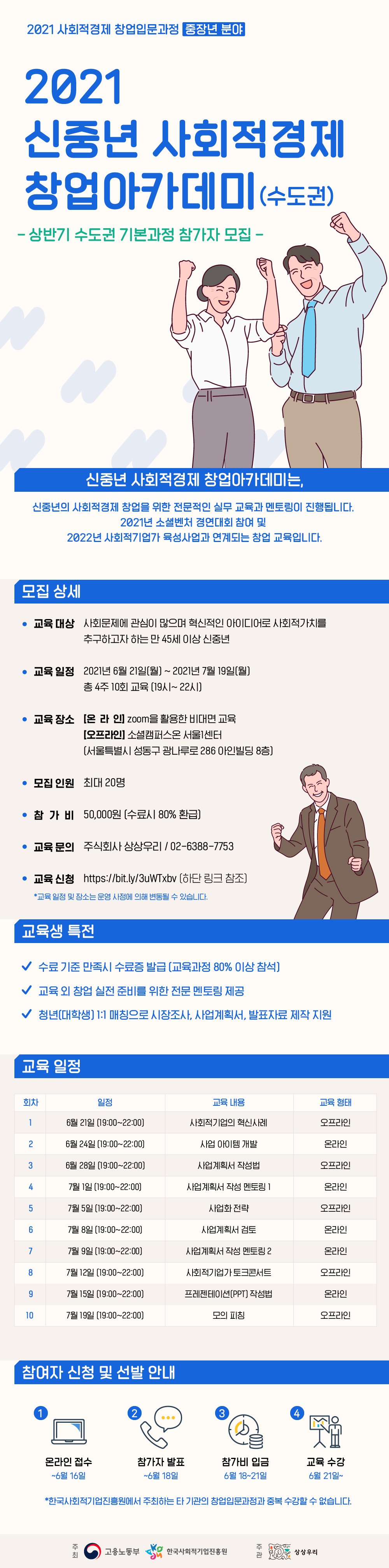 201년 사회적경제 창업입문과정(시니어/수도권) 모집 포스터